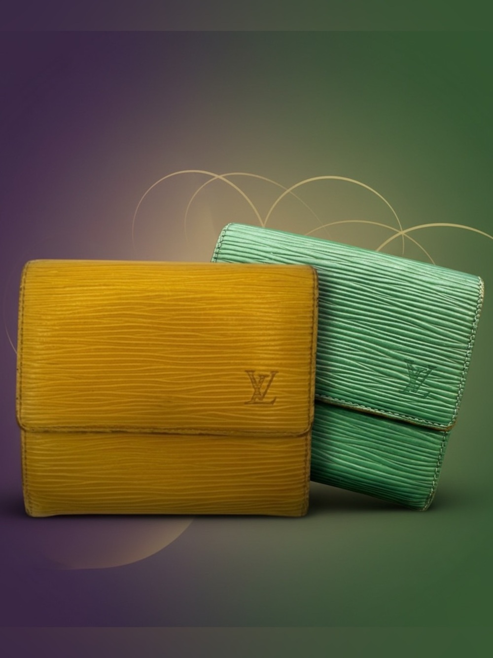 Louis Vuitton Yellow Epi Elise wallet w/bonus project piece green Elise